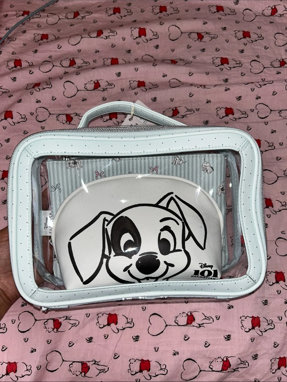 101 Dalmatian White Clear Vinyl Travel Pouch